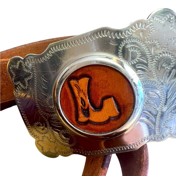 Western vintage  Rodeo Buckle and belt with tooled leather JC Rodeo 1967 sz 32 - Picture 2 of 5